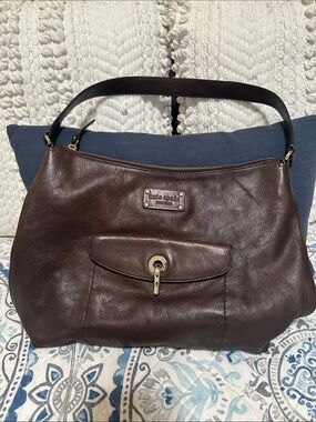 kate spade Brown Leather Shoulder Bag with Front Turn-Lock